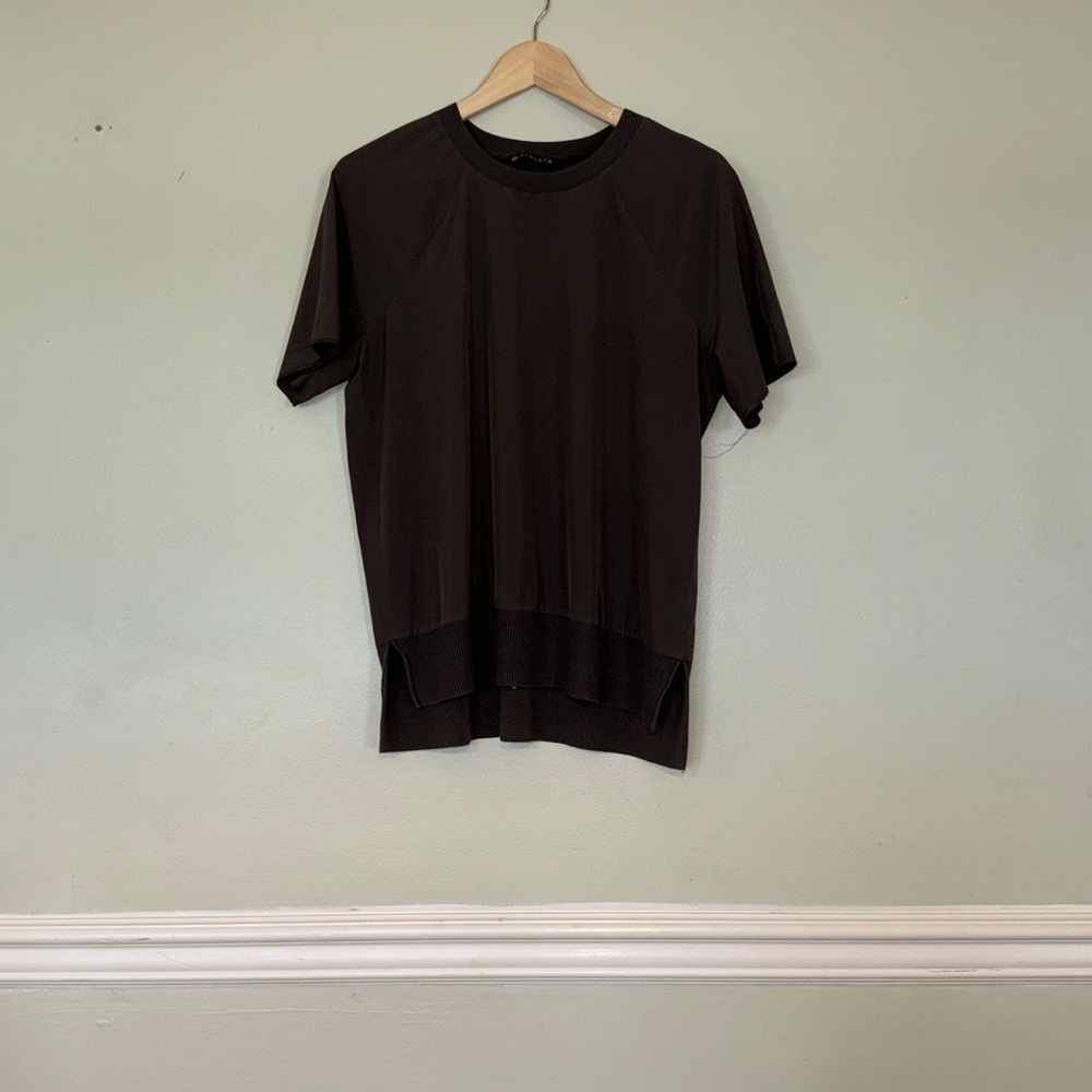 Athleta Dark Brown Short Sleeve Crewneck Tee